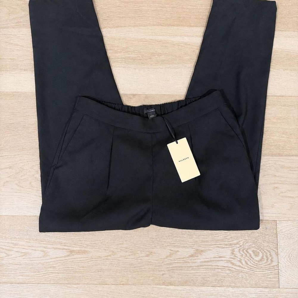 Halogen Black Pull on Ankle Pants Elastic Waistband Minimalist Career Small - Picture 2 of 4